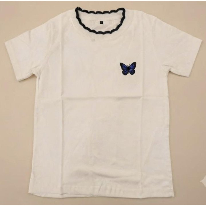 Remera Blanca de Algodón con estampa Mariposa Coquette | dosamores