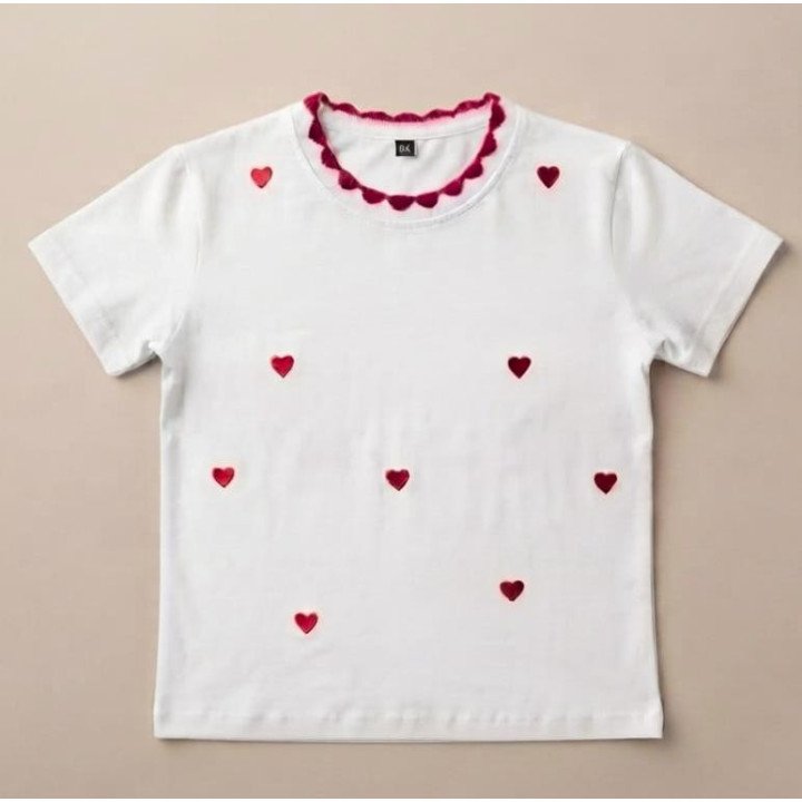 Remera Blanca de Algodón con estampa Corazón Coquette | dosamores