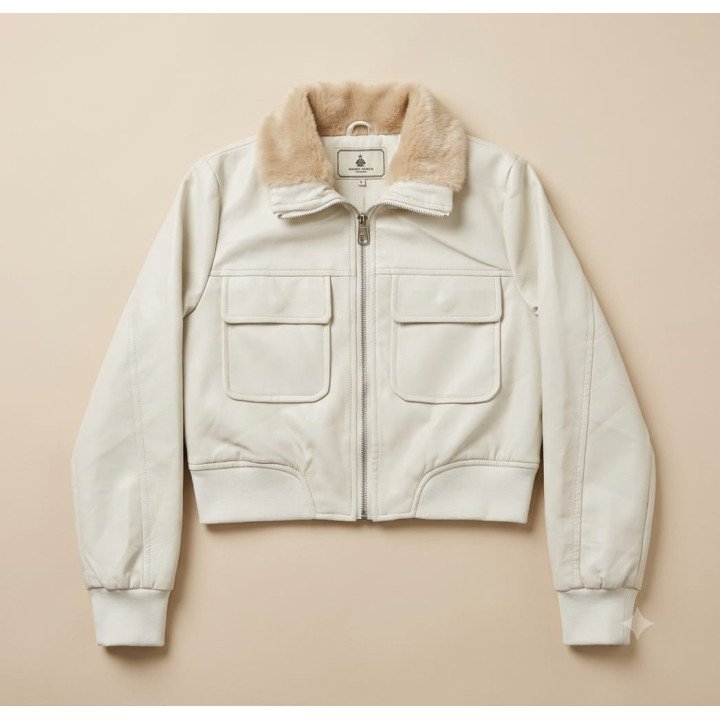 Campera de Cuero Sintético Negro con Piel