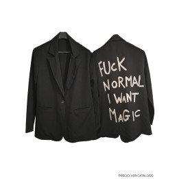 Saco Blazer Negro Oversize con Estampa Trasera "Magic" Urbano