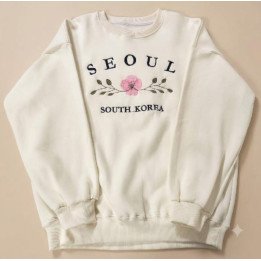 Buzo Seúl Corea de Mujer Oversize Crudo Estampado