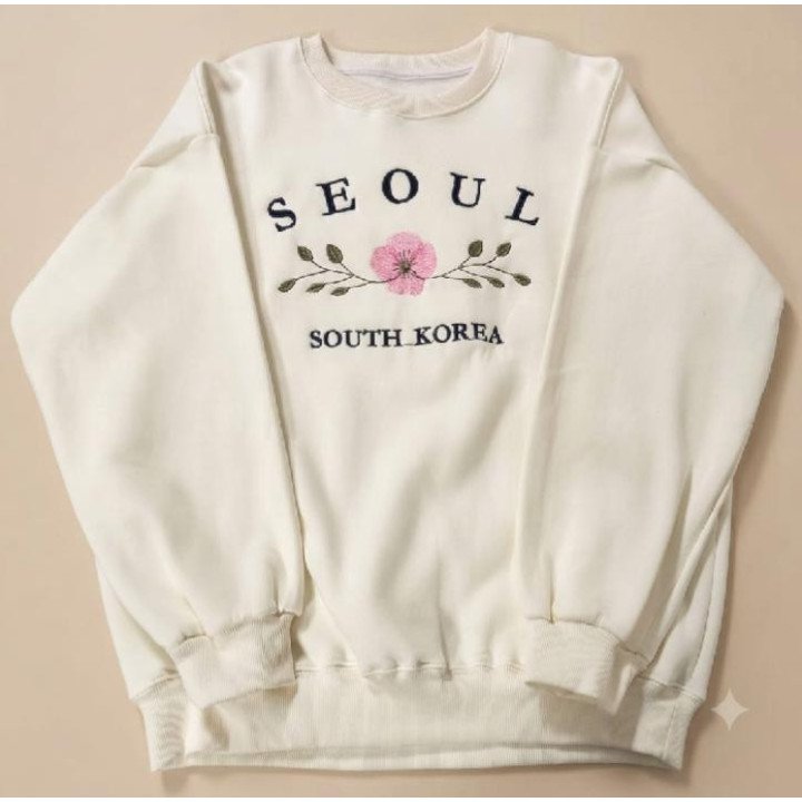 Buzo Seúl Corea de Mujer Oversize Crudo Estampado