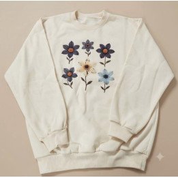 Buzo Crudo de Mujer Oversize con estampa Flores Vintage