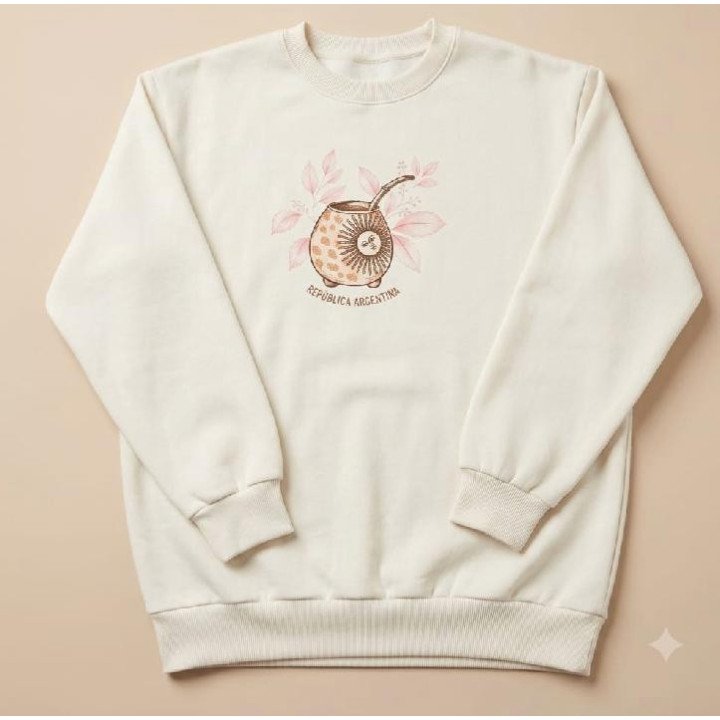 Buzo Mate Argentina Mujer Oversize Blanco