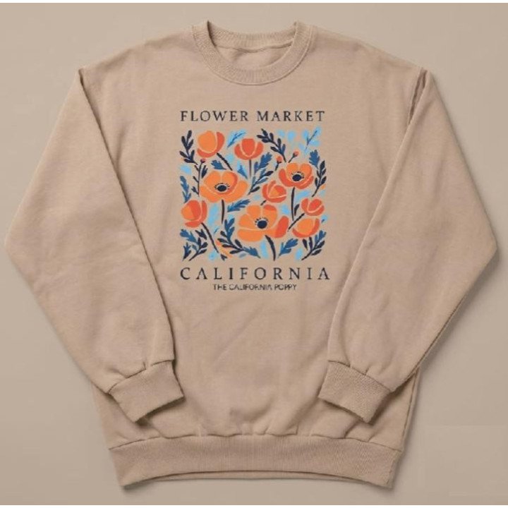 Buzo Premium Flower Market California Mujer Oversize Beige