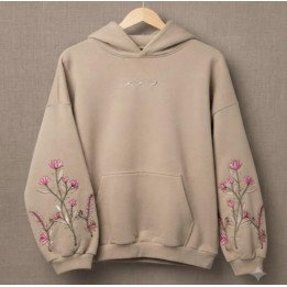 Buzo Oversize con Capucha y Flores Bordadas | dosamores