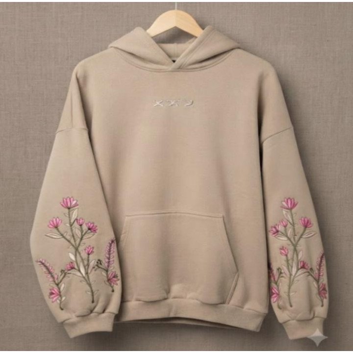 Buzo Oversize con Capucha y Flores Bordadas | dosamores
