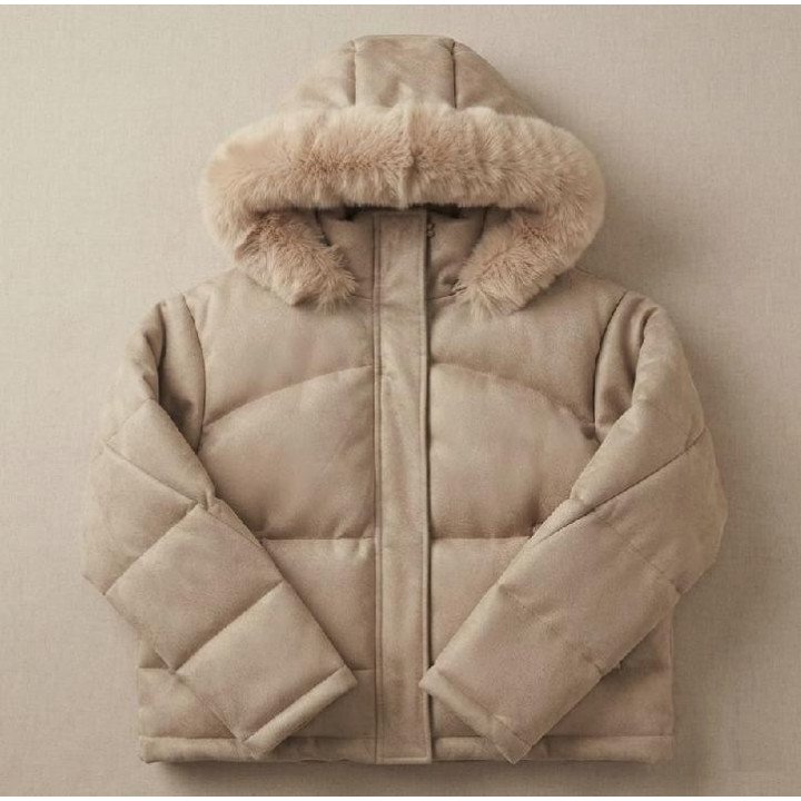 Campera Inflable con Capucha y Piel