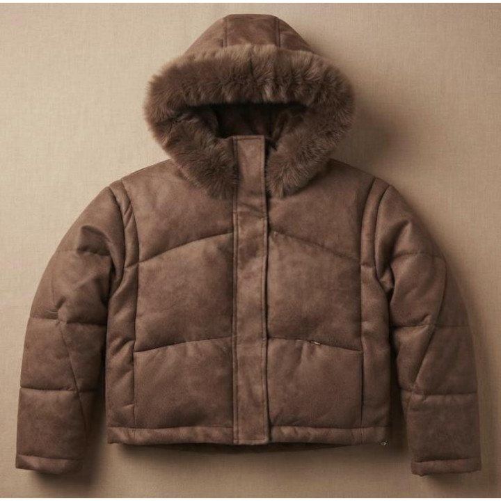 Campera Inflable con Capucha y Piel