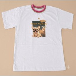 Remera Blanca Estampa Bulldog Francés Corazón Peluche