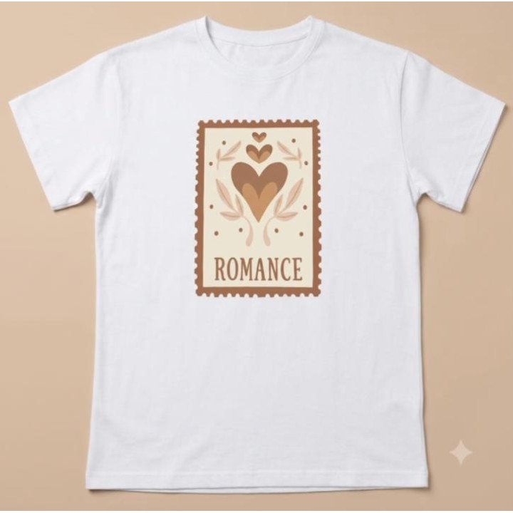Remera Estampa Romance Tipo Estampilla Corazón Algodón