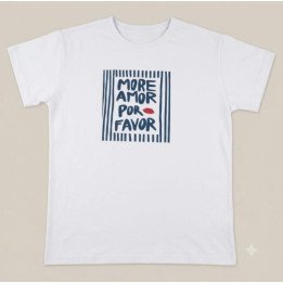 Remera Blanca Estampa More Amor Por Favor Algodón