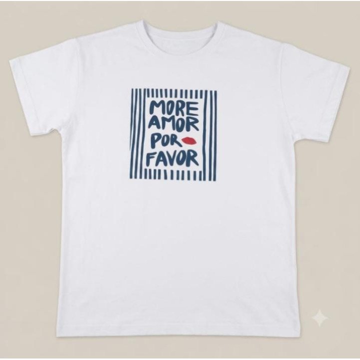 Remera Blanca Estampa More Amor Por Favor Algodón