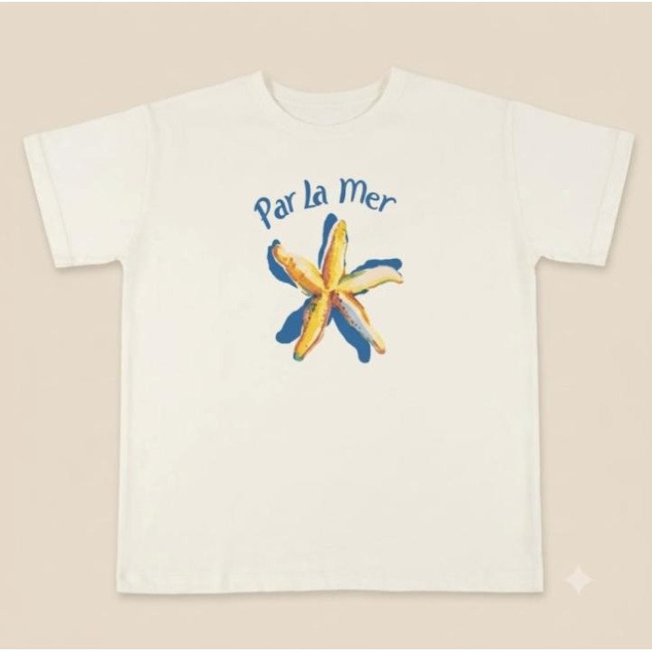 Remera Blanco Crudo Estampa Estrella de Mar Par La Mer