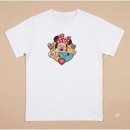 Remera Blanca Estampa Minnie Mouse Corazones Algodón
