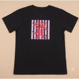 Remera Negra Estampa Cherry Sweet Cerezas Algodón