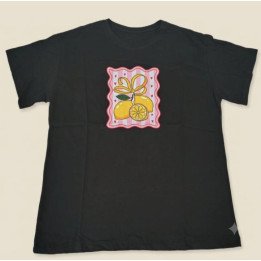 Remera Negra Estampa Limones con Moño Algodón Urbano