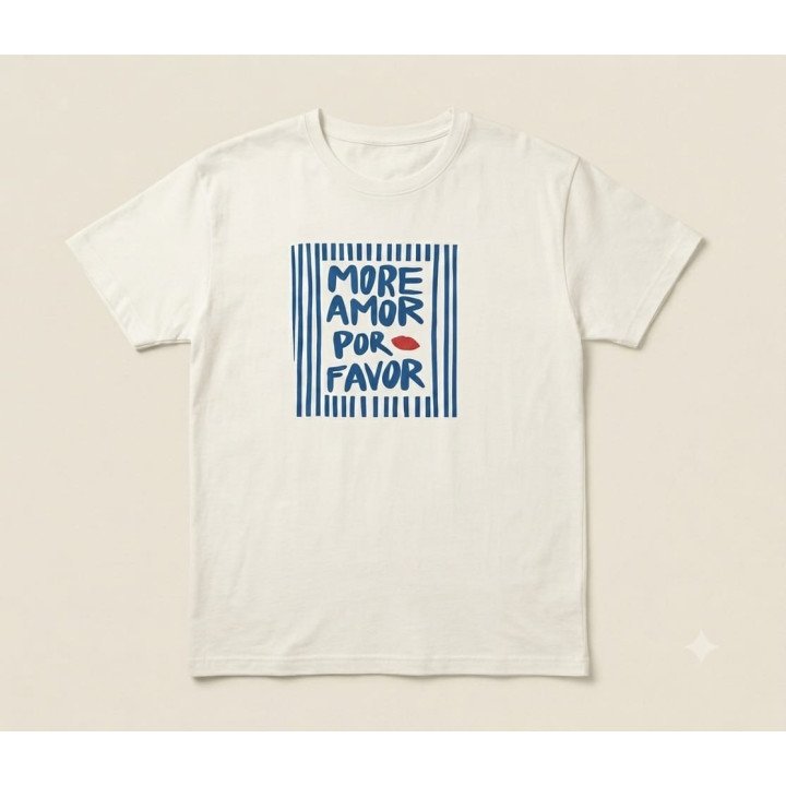 Remera Blanca Estampa More Amor Por Favor Algodón