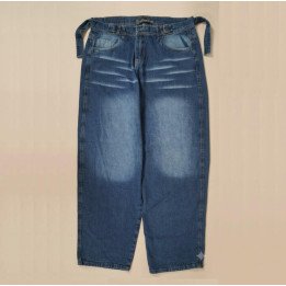 Jeans Baggy Azul Desgaste Localizado | Pantalón Denim Urbano Y2K