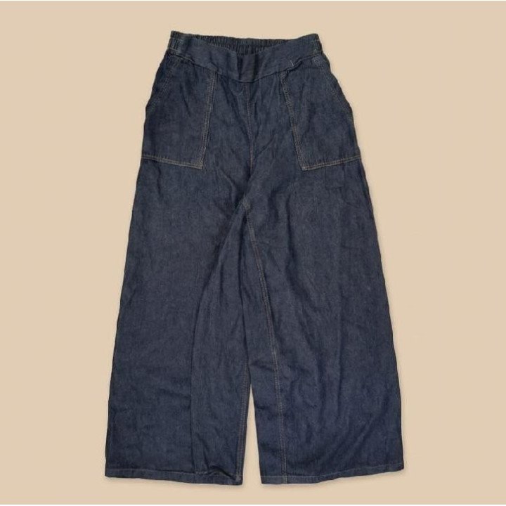 Pantalón Jeans Wide Leg Culotte Azul Oscuro | Ropa Urbana Ancha