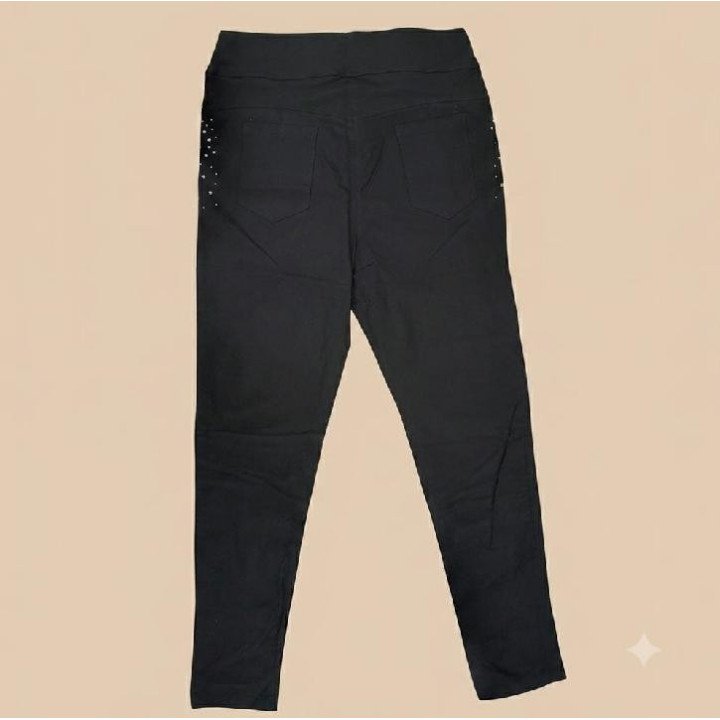 Calza Legging Negra con Strass Tiro Alto | Moda Urban Glam