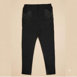 Calza Legging Negra con Strass Tiro Alto | Moda Urban Glam