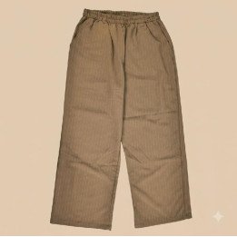 Pantalón Lino Marrón Raya Tiza | Ropa Casual Comfy Urbana