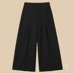 Pantalón Sastrero Wide Leg Negro | Diseño con Pliegue Lateral