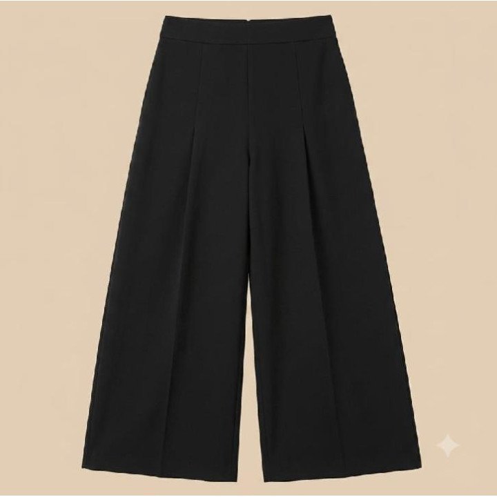 Pantalón Sastrero Wide Leg Negro | Diseño con Pliegue Lateral
