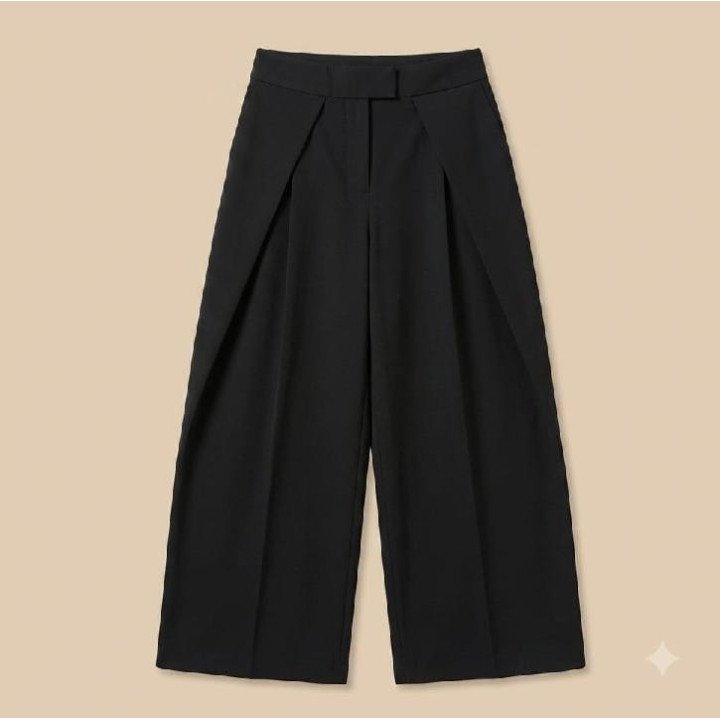Pantalón Sastrero Wide Leg Negro | Diseño con Pliegue Lateral