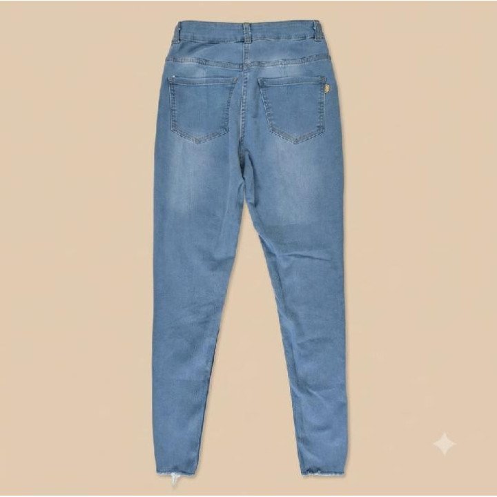 Jeans Chupín Celeste Claro Tiro Alto | Pantalón Skinny Elastizado