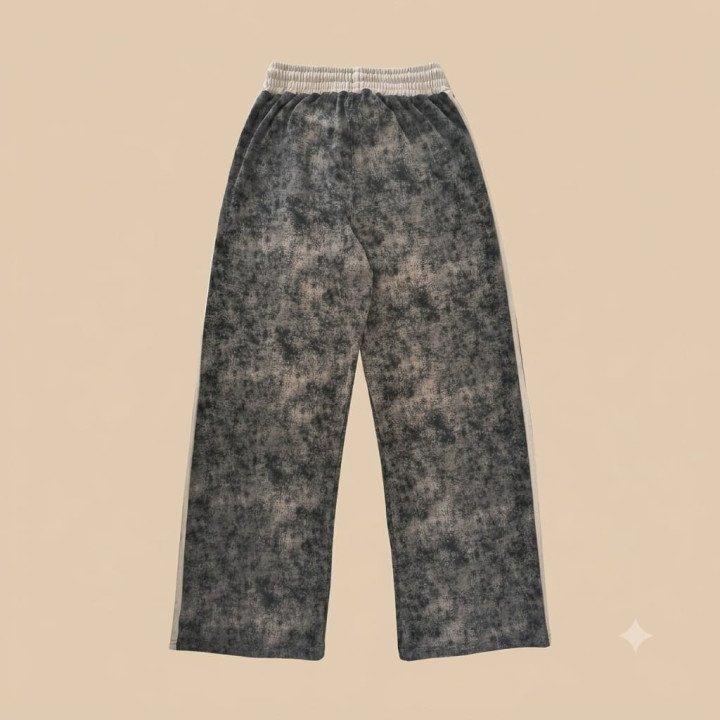 Pantalón Palazzo Track Gris Stonewash con Nervadura | Ropa Aesthetic