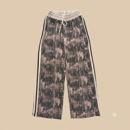 Pantalón Palazzo Track Rosa Acid Wash con Nervadura | Streetwear