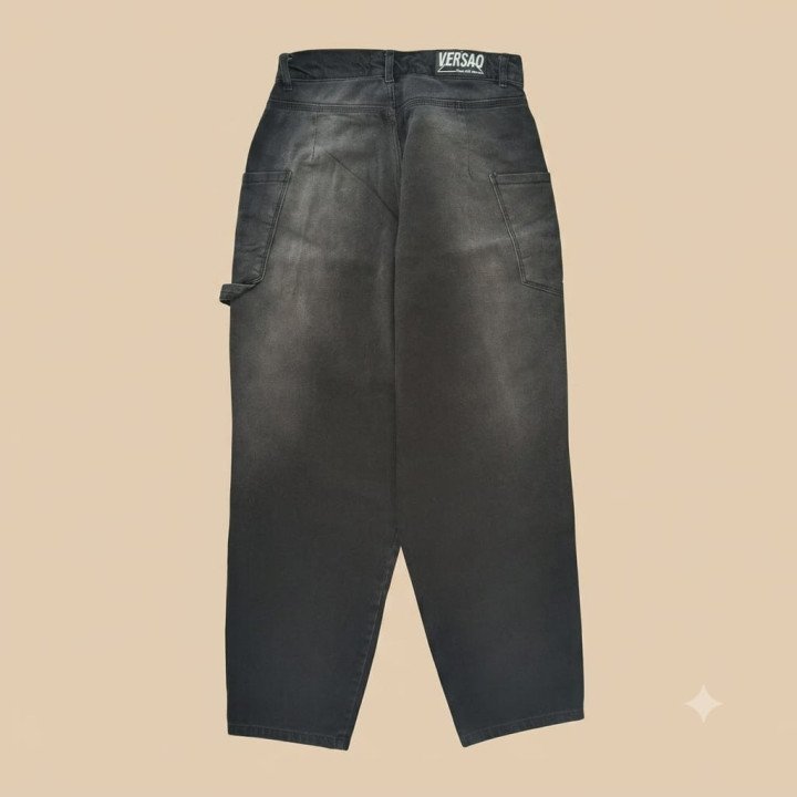 Jean Baggy Cargo Negro con Strass Inferior | Moda Streetwear