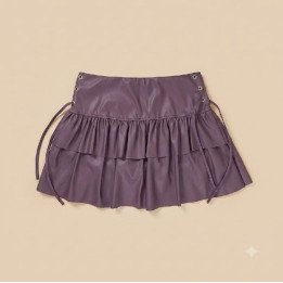 Minipollera de Ecocuero Púrpura con Volados | Tienda Streetwear