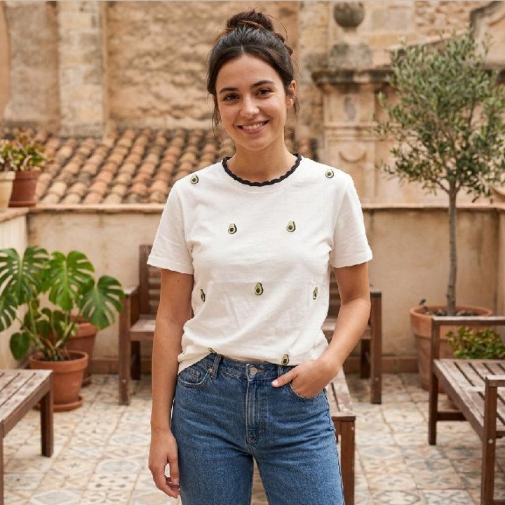 Remera Blanca de Algodón con estampa Palta Coquette | dosamores