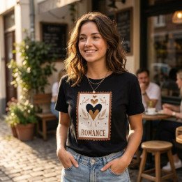 Remera Estampa Romance Tipo Estampilla Corazón Algodón