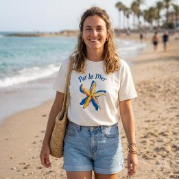 Remera Blanco Crudo Estampa Estrella de Mar Par La Mer
