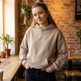 Buzo Oversize con Capucha y Flores Bordadas | dosamores