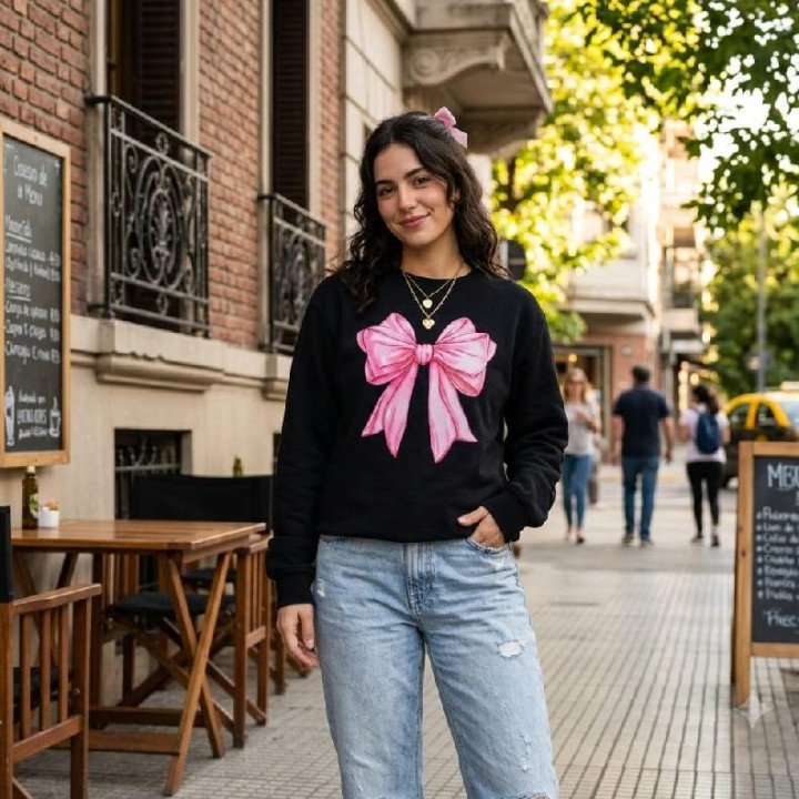 Buzo Premium Moño Mujer Oversize Negro