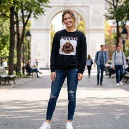 Buzo Poodle Teddy Mujer Oversize Negro