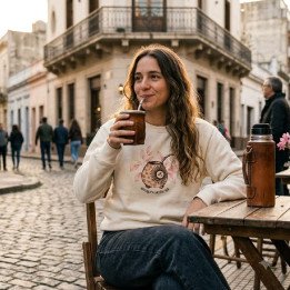 Buzo Mate Argentina Mujer Oversize Blanco