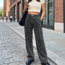 Pantalón Baggy Acid Wash Gris Oscuro | Ropa Streetwear Urbana