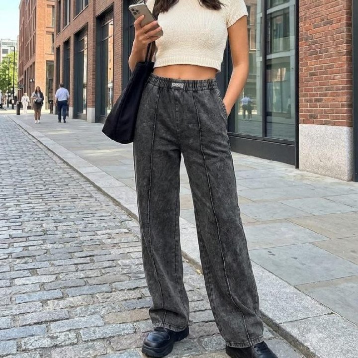 Pantalón Baggy Acid Wash Gris Oscuro | Ropa Streetwear Urbana